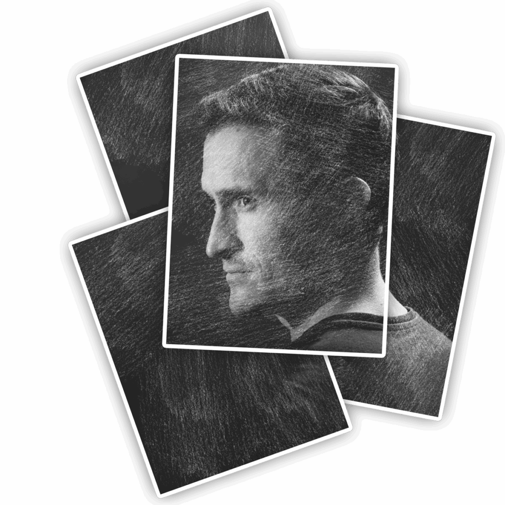 Portrait en noir et blanc de Jérôme, photographe de mariage et fondateur de Studio Argo