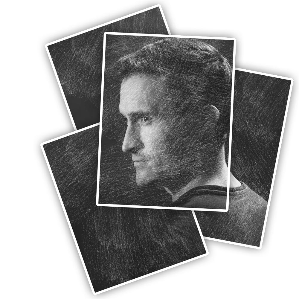 Portrait en noir et blanc de Jérôme, photographe de mariage et fondateur de Studio Argo.