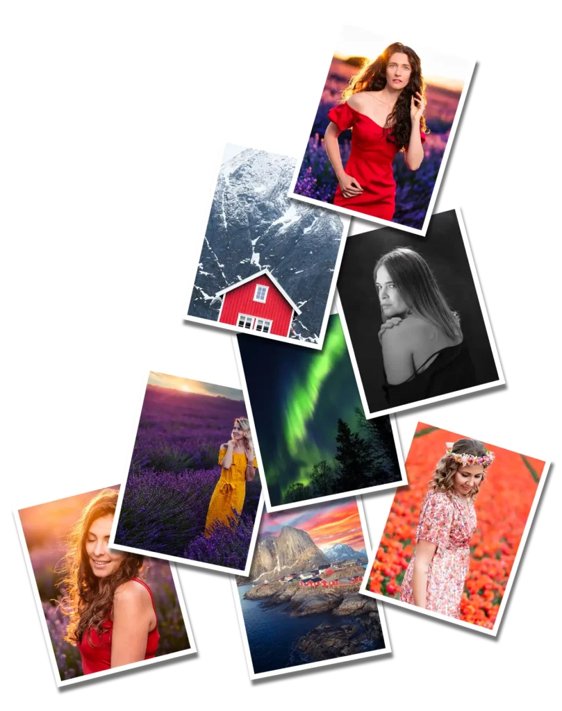 Collage photos de portraits et paysages photographiés par Jérôme, photographe mariage Luberon.